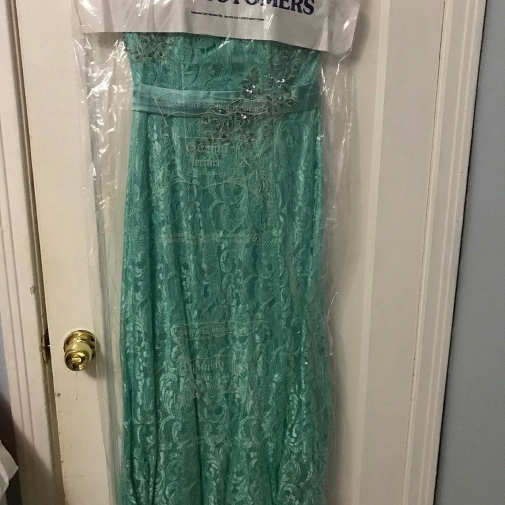 Elegant Lace Evening Gown in Teal